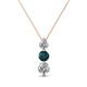 1 - Kesha (4mm) Round London Blue Topaz and Diamond Graduated Three Stone Drop Pendant 