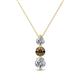 1 - Kesha (4mm) Round Smoky Quartz and Diamond Graduated Three Stone Drop Pendant 