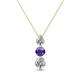 1 - Kesha 0.70 ctw Round Iolite and Lab Grown Diamond Graduated Three Stone Drop Pendant 