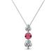 1 - Kesha 0.82 ctw Round Rhodolite Garnet and Lab Grown Diamond Graduated Three Stone Drop Pendant 
