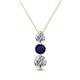 1 - Kesha (4.2mm) Round Blue Sapphire and Diamond Graduated Three Stone Drop Pendant 