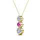 2 - Kesha (4.2mm) Round Pink Sapphire and Diamond Graduated Three Stone Drop Pendant 