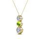 2 - Kesha (4.2mm) Round Peridot and Diamond Graduated Three Stone Drop Pendant 