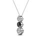 2 - Kesha (4.2mm) Round Black and White Diamond Graduated Three Stone Drop Pendant 