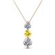 1 - Kesha (4.2mm) Round Yellow Sapphire and Diamond Graduated Three Stone Drop Pendant 