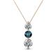 1 - Kesha (4.2mm) Round Blue and White Diamond Graduated Three Stone Drop Pendant 