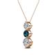 2 - Kesha (4.2mm) Round Blue and White Diamond Graduated Three Stone Drop Pendant 