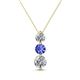1 - Kesha (4.2mm) Round Tanzanite and Diamond Graduated Three Stone Drop Pendant 