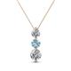 1 - Kesha (4.2mm) Round Aquamarine and Diamond Graduated Three Stone Drop Pendant 