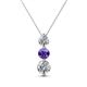 1 - Kesha (4.2mm) Round Iolite and Diamond Graduated Three Stone Drop Pendant 
