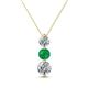 1 - Kesha (4.2mm) Round Emerald and Diamond Graduated Three Stone Drop Pendant 