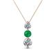1 - Kesha (4.2mm) Round Emerald and Diamond Graduated Three Stone Drop Pendant 