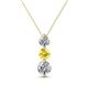1 - Kesha (4.2mm) Round Yellow Sapphire and Diamond Graduated Three Stone Drop Pendant 