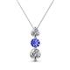 1 - Kesha (4.2mm) Round Tanzanite and Diamond Graduated Three Stone Drop Pendant 