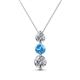 1 - Kesha (4.2mm) Round Blue Topaz and Diamond Graduated Three Stone Drop Pendant 