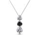 1 - Kesha (4.2mm) Round Black and White Diamond Graduated Three Stone Drop Pendant 