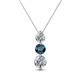 1 - Kesha (4.2mm) Round Blue and White Diamond Graduated Three Stone Drop Pendant 