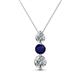 1 - Kesha (4.2mm) Round Blue Sapphire and Diamond Graduated Three Stone Drop Pendant 