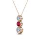 2 - Kesha (4.2mm) Round Ruby and Diamond Graduated Three Stone Drop Pendant 
