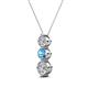 2 - Kesha (4.2mm) Round Blue Topaz and Diamond Graduated Three Stone Drop Pendant 