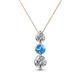 1 - Kesha (4.2mm) Round Blue Topaz and Diamond Graduated Three Stone Drop Pendant 