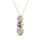 2 - Kesha (4.2mm) Round Iolite and Diamond Graduated Three Stone Drop Pendant 