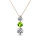 1 - Kesha (4.2mm) Round Peridot and Diamond Graduated Three Stone Drop Pendant 
