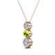 2 - Kesha (4.2mm) Round Peridot and Diamond Graduated Three Stone Drop Pendant 