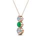 2 - Kesha (4.2mm) Round Emerald and Diamond Graduated Three Stone Drop Pendant 