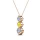 2 - Kesha (4.2mm) Round Yellow Sapphire and Diamond Graduated Three Stone Drop Pendant 