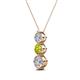 2 - Kesha (4.2mm) Round Yellow and White Diamond Graduated Three Stone Drop Pendant 