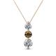 1 - Kesha (4.2mm) Round Smoky Quartz and Diamond Graduated Three Stone Drop Pendant 
