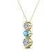 2 - Kesha (4.2mm) Round Blue Topaz and Lab Grown Diamond Graduated Three Stone Drop Pendant 
