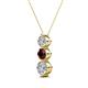 2 - Kesha (4.2mm) Round Red Garnet and Lab Grown Diamond Graduated Three Stone Drop Pendant 