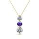 1 - Kesha (4.2mm) Round Iolite and Lab Grown Diamond Graduated Three Stone Drop Pendant 