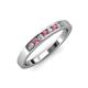 3 - Kathiryn 2.40 mm Rhodolite Garnet and Lab Grown Diamond 7 Stone Wedding Band 