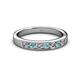 2 - Kathiryn 3.00 mm Aquamarine and Lab Grown Diamond 7 Stone Wedding Band 