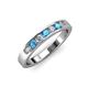 3 - Kathiryn 3.00 mm Blue Topaz and Lab Grown Diamond 7 Stone Wedding Band 