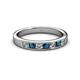 2 - Kathiryn 3.00 mm Blue Diamond and White Lab Grown Diamond 7 Stone Wedding Band 
