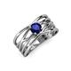 3 - Marini Bold Round Blue Sapphire Solitaire Criss Cross Promise Ring 