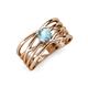 3 - Marini Bold Round Aquamarine Solitaire Criss Cross Promise Ring 
