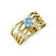 3 - Marini Bold Round Blue Topaz Solitaire Criss Cross Promise Ring 