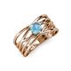 3 - Marini Bold Round Blue Topaz Solitaire Criss Cross Promise Ring 