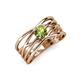 3 - Marini Bold Round Peridot Solitaire Criss Cross Promise Ring 