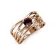 3 - Marini Bold Round Red Garnet Solitaire Criss Cross Promise Ring 
