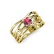 3 - Marini Bold Round Rhodolite Garnet Solitaire Criss Cross Promise Ring 