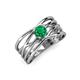 3 - Marini Bold Round Emerald Solitaire Criss Cross Promise Ring 