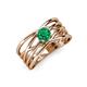3 - Marini Bold Round Emerald Solitaire Criss Cross Promise Ring 