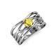 3 - Marini Bold Round Yellow Sapphire Solitaire Criss Cross Promise Ring 