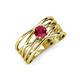 3 - Marini Bold Round Ruby Solitaire Criss Cross Promise Ring 
